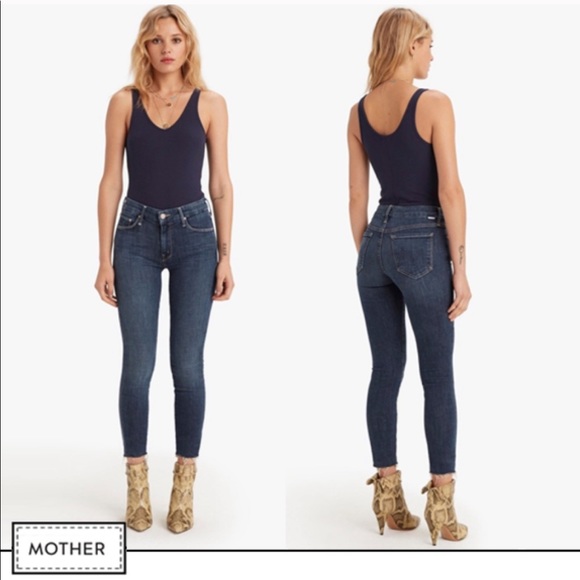 MOTHER Denim - Mother Frayed Hem Skinny Jeans